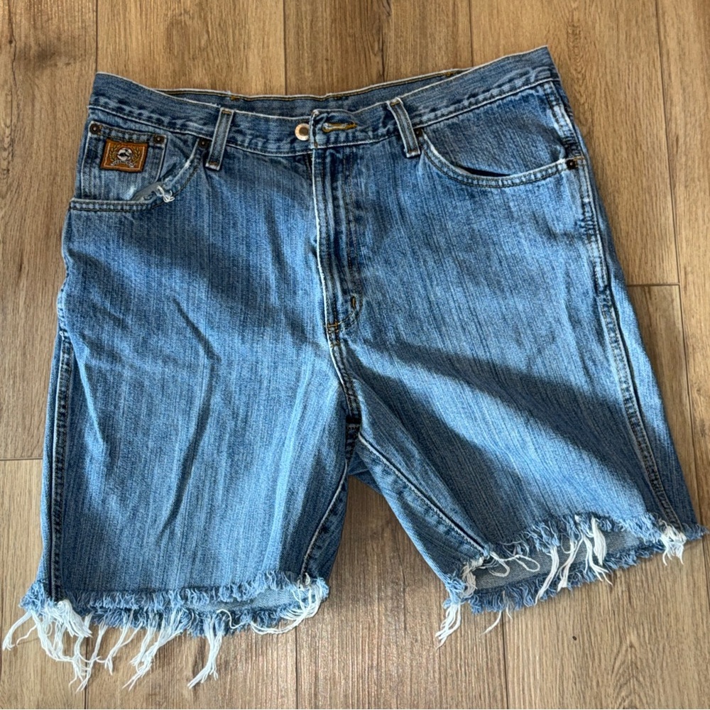 Cinch Men’s 38x32 Cut Off Denim Shorts Western Cowboy Frayed Hem